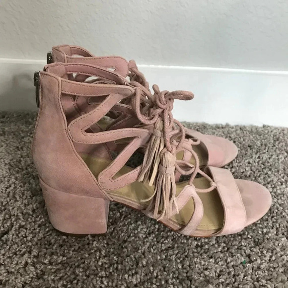 Marc Fisher Suede Pink Strappy Heels - Picture 1 of 5